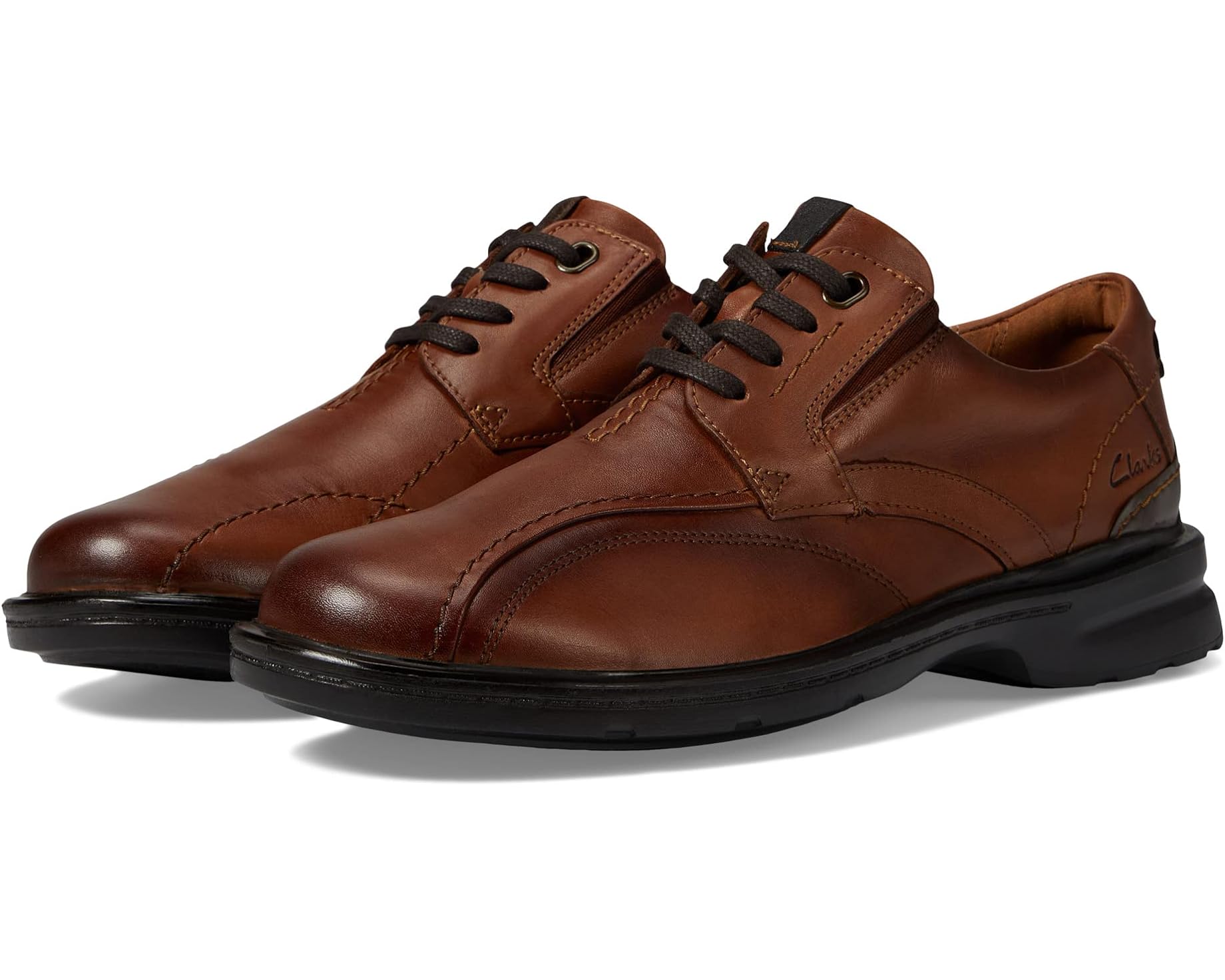 Clarks Men's Gessler Lace-Up Shoes - Brown Leather Casual Dress Shoes Clarks Men's Gessler Lace-Up Shoes - Brown Leather Casual Dress Shoes
