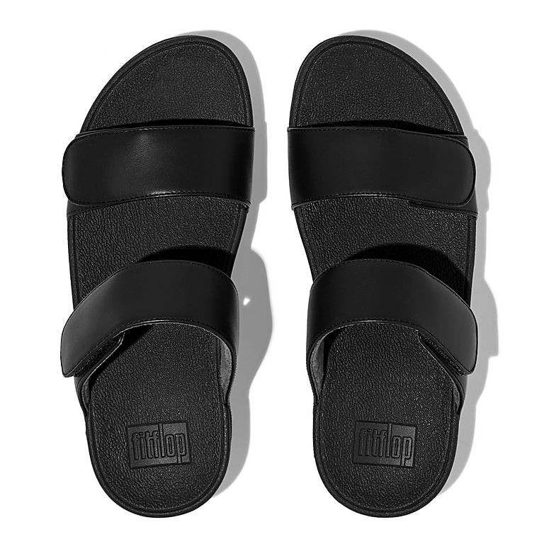 Fitflop Lulu Adjustable Leather Slide Black – Tanda Shoes
