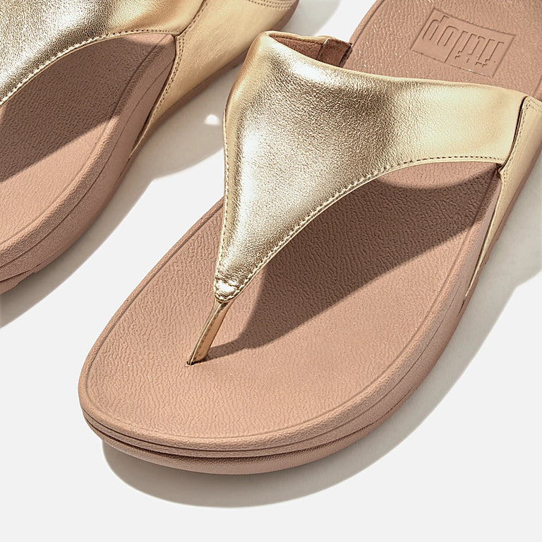 FitFlop Lulu Leather Toe Post, Platino