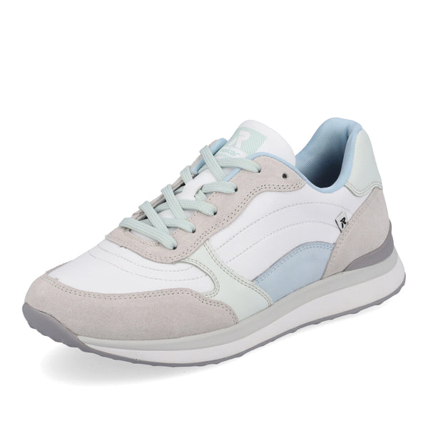 Rieker Donna Scarpe Basse Stringate 42506-90 - Pelle Liscia Bianca, Leggere Con Plantare Intercambiabile, 39 EU