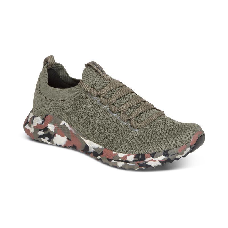 Aetrex Carly Lace/Slip on Olive Camo AS204