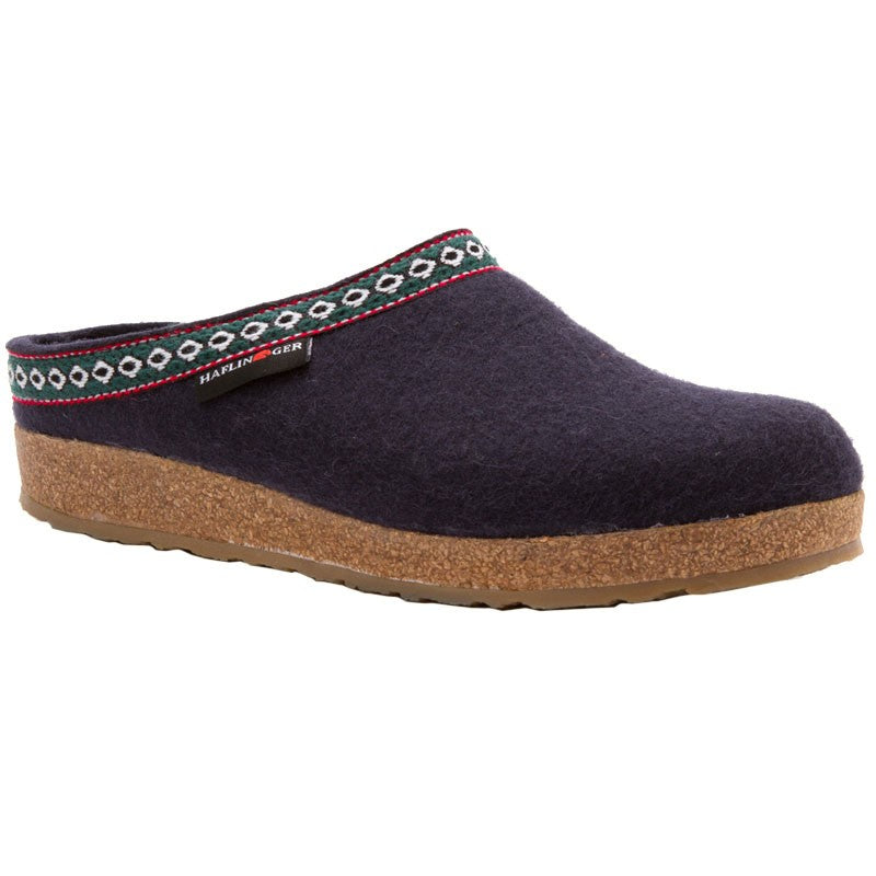 Haflinger GZ10 Classic Wool Grizzly Clog NAVY (Uni)